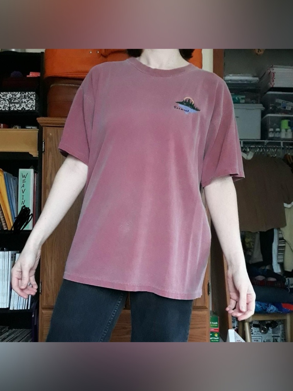 90s Comfort Colors Vermont Tourist T-Shirt Red Distressed Faded Granola Girl - Picture 5 of 13